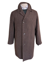Vintage Ranella Crombie Raglan Coat M/40R Brown Herringbone Wool