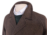 Vintage Ranella Crombie Raglan Coat M/40R Brown Herringbone Wool