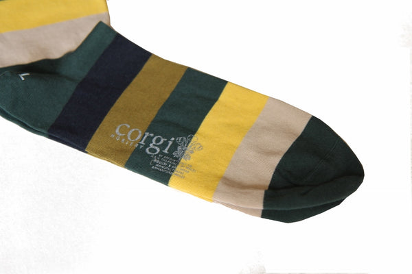 The Wardrobe Corgi Socks Earthy Forest stripe cotton blend M