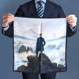 Battisti Pocket Square / Bandana Friedrich Wanderer above the Sea of Fog Art Painting Pure Silk