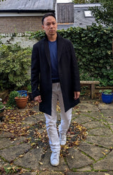 Benjamin Colombo Overcoat Black 3-Button Wool/Cashmere