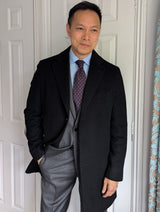 Benjamin Colombo Overcoat Black 3-Button Wool/Cashmere