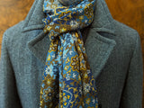 Battisti Scarf Navy/Grey/Brown Vintage Print Modal/Cashmere whisper