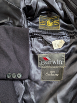Vintage Berwin British Coat 46R Navy Blue Pure Cashmere
