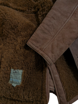 Vintage Antartex Scotland Leather Lamb Shearling Coat XL/44 Brown 4-Button