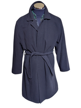 Vintage Rappson Sweden Belted Coat 42/44R Navy Blue Wool