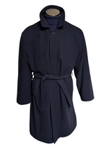 Vintage Rappson Sweden Belted Coat 42/44R Navy Blue Wool