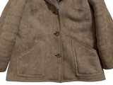Vintage Morlands Women's British Lambsuede Shearling Coat 42/L Beige