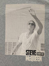 Barbour Steve McQueen Tee Shirt S/M Grey Rare Frisbee Cotton