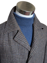 Vintage Dunn & Co. Flecked Tweed Balmacaan Raglan Coat 42R Earthy Grey Plaid Wool