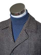 Vintage Dunn & Co. Flecked Tweed Balmacaan Raglan Coat 42R Earthy Grey Plaid Wool