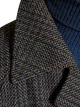 Vintage Dunn & Co. Flecked Tweed Balmacaan Raglan Coat 42R Earthy Grey Plaid Wool