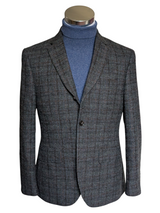 Marks & Spencer Abraham Moon Sport Coat 38S Blue-Grey Plaid 3-button Wool Tweed