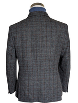 Marks & Spencer Abraham Moon Sport Coat 38S Blue-Grey Plaid 3-button Wool Tweed