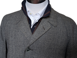 Vintage John Collier Balmacaan Raglan Coat 40R Grey Prince of Wales Plaid Wool