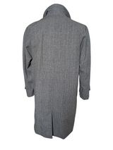 Vintage John Collier Balmacaan Raglan Coat 40R Grey Prince of Wales Plaid Wool