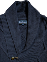 Barbour Shawl Cardigan Sweater L Navy Thick Wool