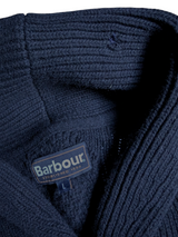 Barbour Shawl Cardigan Sweater L Navy Thick Wool