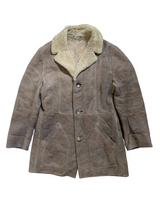 Vintage British Women's British Lambsuede Shearling Coat XL Beige