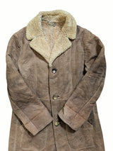 Vintage British Women's British Lambsuede Shearling Coat XL Beige