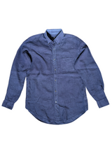 Fay Button Down Collar Shirt L Navy Blue Linen