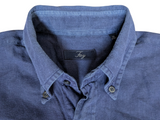 Fay Button Down Collar Shirt L Navy Blue Linen