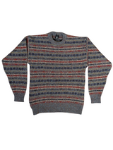 Vintage British Sweater M Multi-colored Fair Isle Crewneck Thick Wool