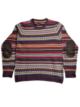 Barbour Sweater M Brown Fair Isle Wool
