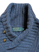 Polo Ralph Lauren Shawl Collared Sweater Mid Blue L Wool/Angora