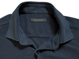 Zegna Polo Shirt S/48 Navy Blue Cotton Interlock