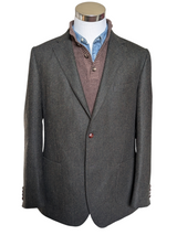 Marks & Spencer Abraham Moon Sport Coat 44L Forest Green Herringbone 2-button Worsted Wool Tweed