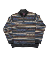 Brook Taverner Half Zip Sweater XL Grey/Green Multi Fair Isle Wool