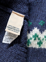 L.L. Bean Zip Cardigan Sweater XL Navy/Green Nordic Jacket