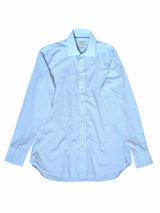 Chester Barrie Dress Shirt 15.5 Light Blue Hairline Striped Spread Collar Cotton