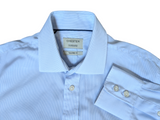 Chester Barrie Dress Shirt 15.5 Light Blue Hairline Striped Spread Collar Cotton