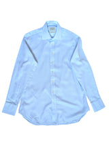 Chester Barrie Dress Shirt 15.5 Ice Blue Weave Spread Collar Cotton