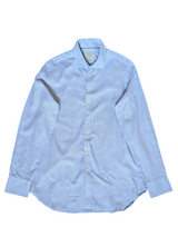 Chester Barrie Dress Shirt 15.5 Pale Blue Weave Spread Collar Cotton