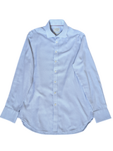 Chester Barrie Dress Shirt 15.5 Pale Blue Weave Spread Collar Cotton