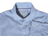 Chester Barrie Dress Shirt 15.5 Pale Blue Weave Spread Collar Cotton