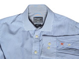 Hackett Shirt M Sky Blue/White Striped Cotton