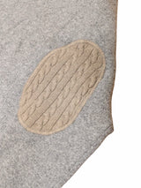 Riviera Sweater XL Grey w/Beige V-neck wool/cashmere/silk