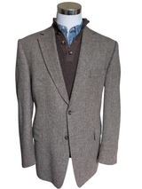 Atelier Torino x Abraham Moon Sport Coat 48R Light Brown Herringbone 2-button Wool Yorkshire Tweed
