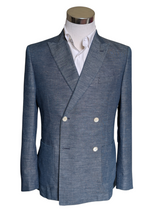 Corneliani Sport Coat 39/40R Blue Weave DB Cotton/Linen