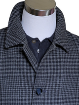 Abraham Moon Coat XL/46 Navy/Grey Plaid Wool