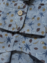 Gherardi Shirt 15.75 Pale Blue Tropical Print Linen