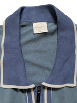 Pal Zileri Knit Full Zip Polo XL/54 Pale Blue Silk/Cotton