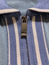 Pal Zileri Knit Full Zip Polo XL/54 Pale Blue Silk/Cotton