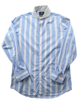 Chester Barrie Shirt 16 Blue/White Striped Cotton Canclini