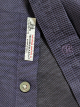 Chester Barrie Shirt 16 Navy Luxe Cotton Thomas Mason