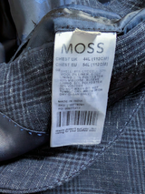 Moss Bros Reda Sport Coat 42L Blue Plaid Wool Blend